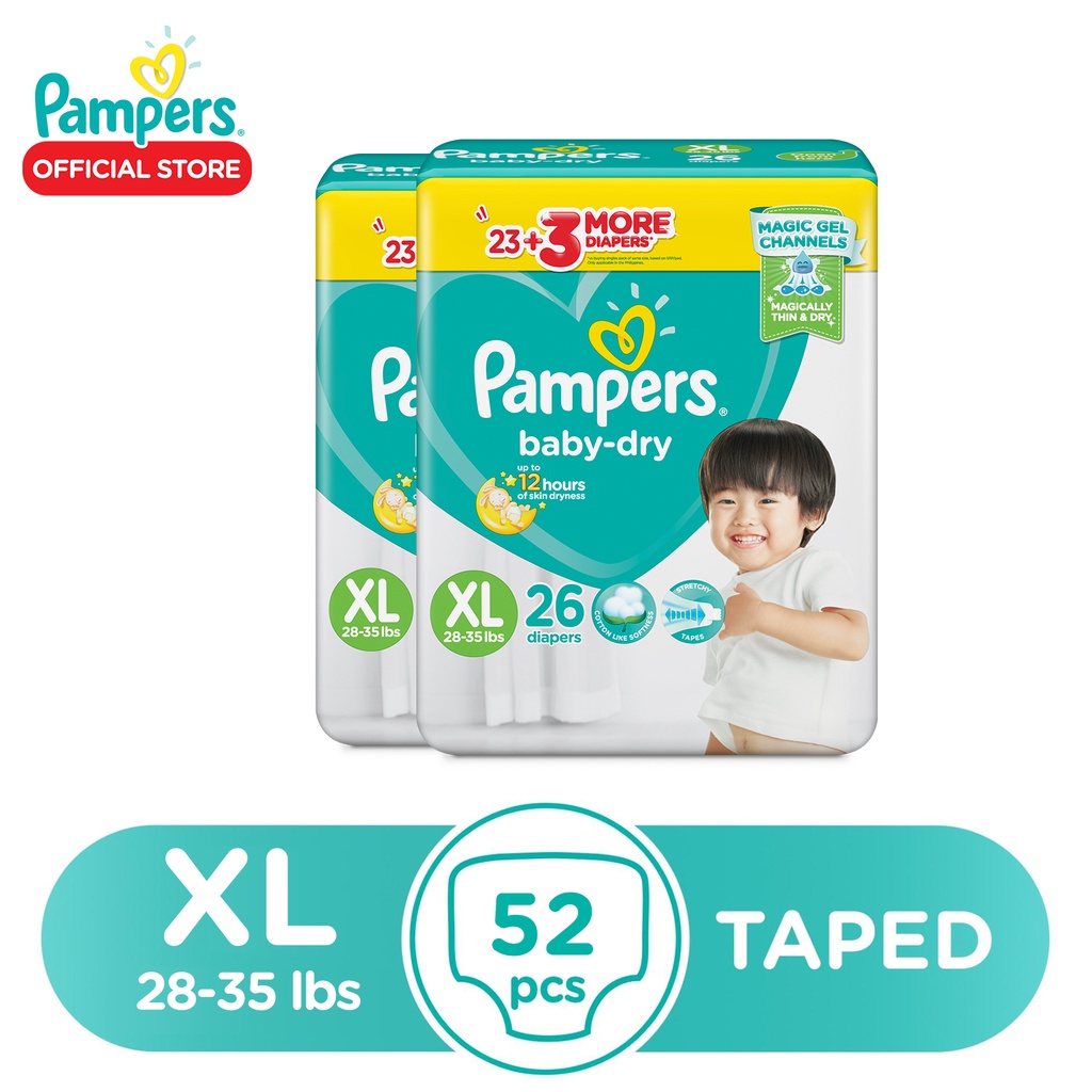 Pampers Baby Dry Taped Diaper Value Pack Extra Large 26 x 2 packs (52 diapers) Shopee Philippines