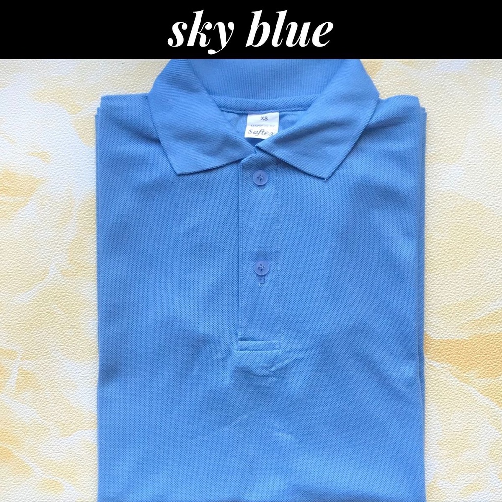 Softex Unisex Plain Polo Shirt Honeycomb Collared Shirt Light Sky