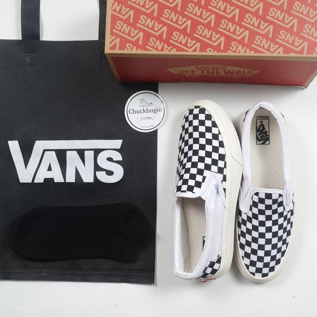 Package 100% Vans Silp On Checkerboard OG Black White And Totebag ...