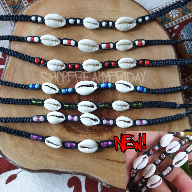 (B) Black Sea Shell Beach Rasta Bracelet Anklet Beach Island Chic Rasta ...