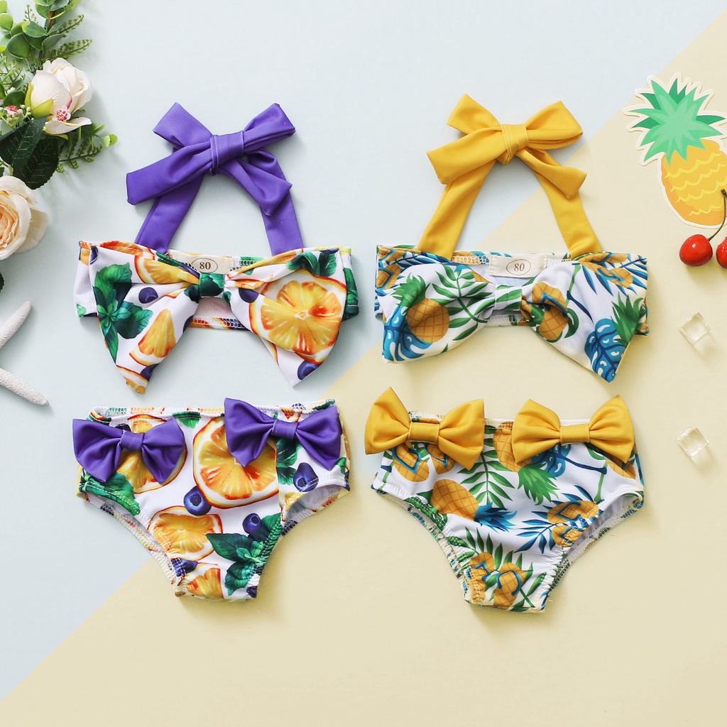 Toddler Baby Girls Sweet Cute Fruit Print Bikini 2 Piece Set Swimsuit