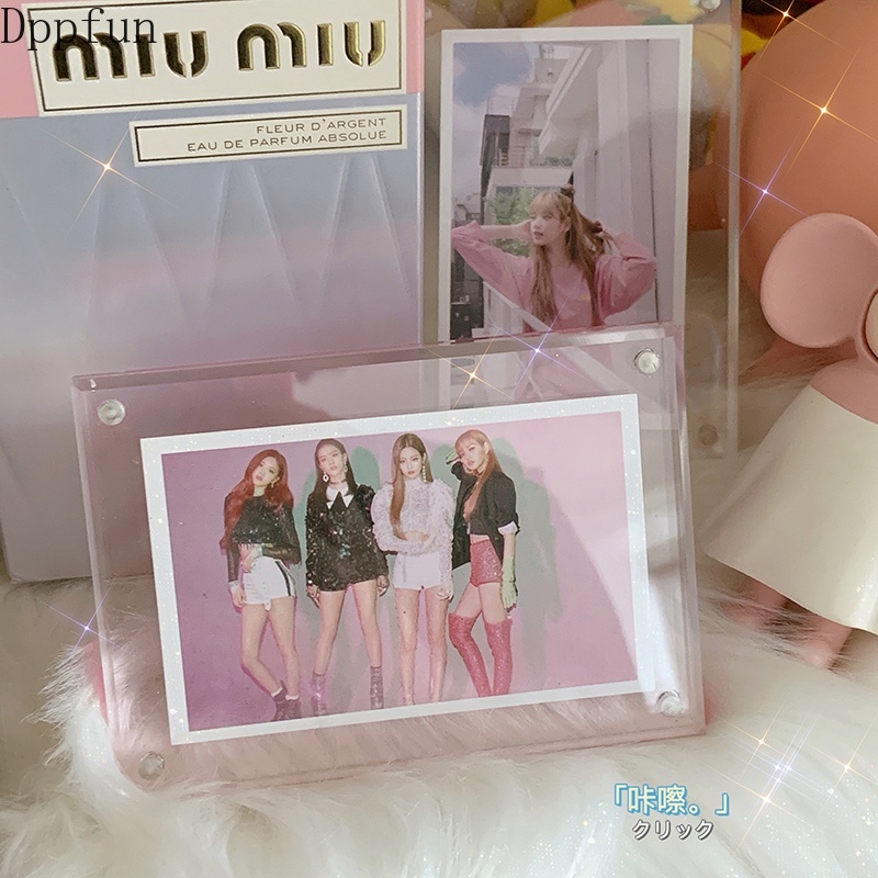 Acrylic Photo Frame Card Holder Stand Rectangle Paper Holder Instax