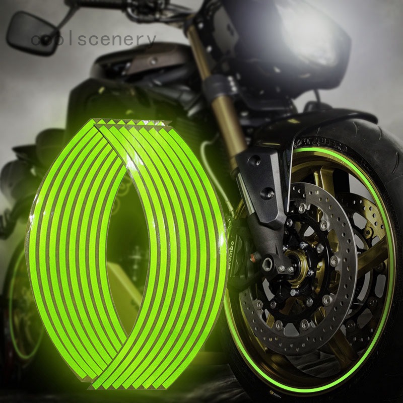 Fluorescent Motorcycle Bicycle Wheel Rim Reflective Sticker Waterproof