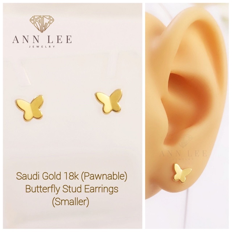 Pawnable Real Saudi Gold K Butterfly Stud Earrings Shopee Philippines