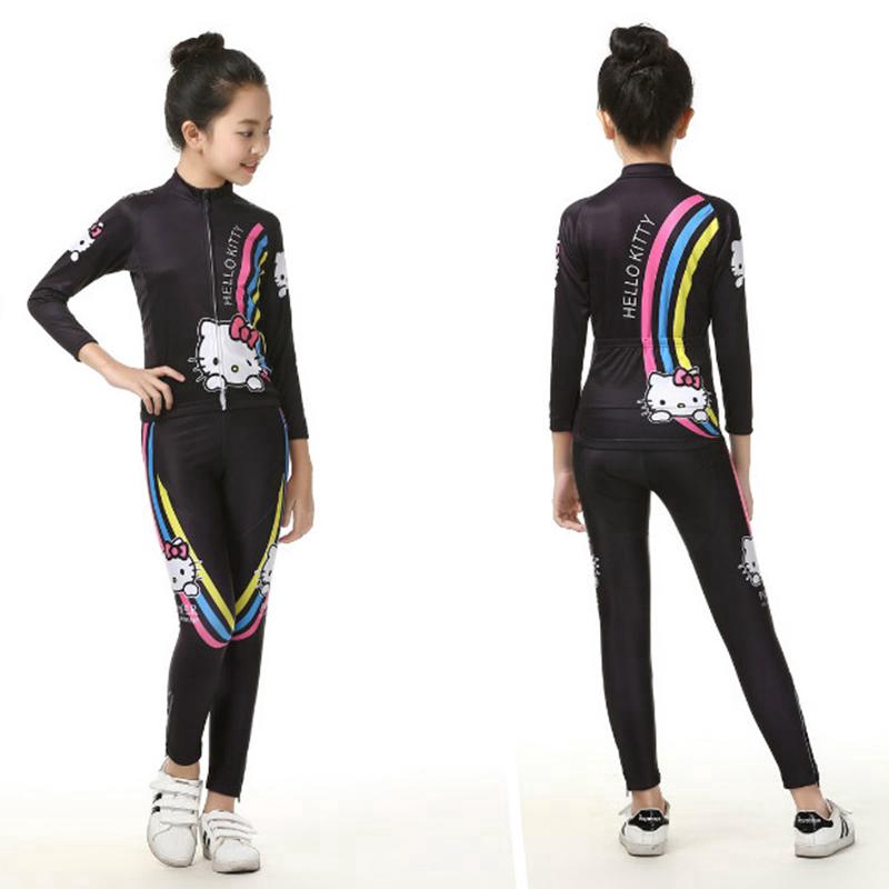 Baby Girls Long Sleeve Cycling Jersey Kids Bicycle Cycling Kits Gel Pad Kids Girl Bike Clothes