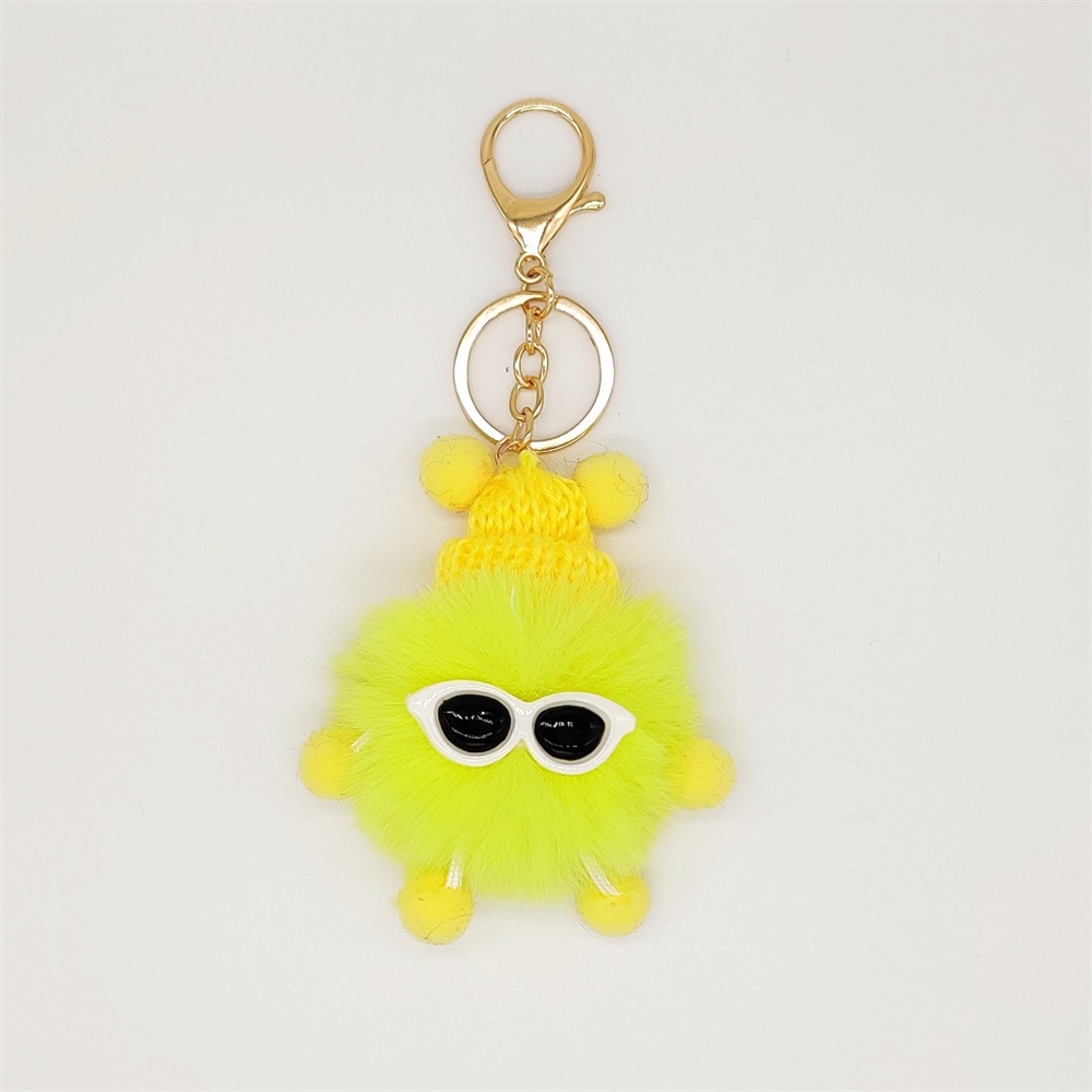 Cute Mini Briquettes Plush Keychain Creative Multicolor Cartoon Pom Pom ...