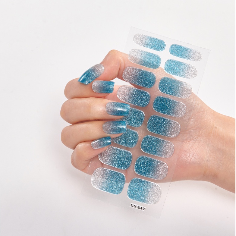 Pure color glitter nail polish sticker Korea Glossy gradient nail ...