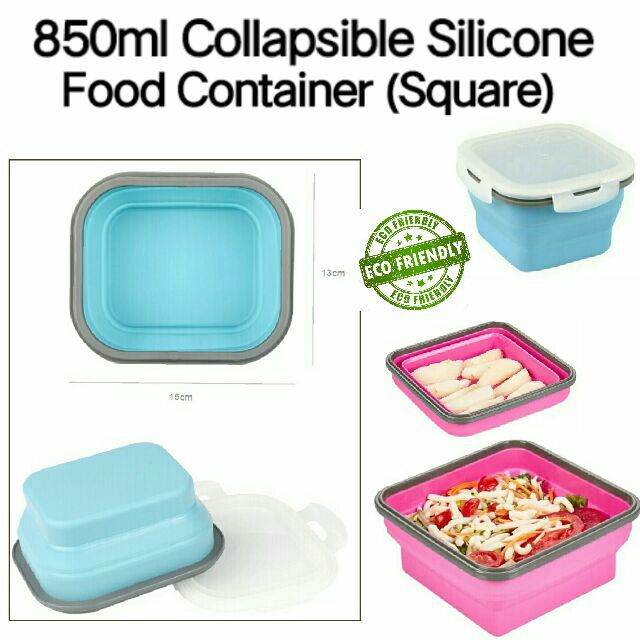 1000 Ml Collapsible Silicone Food Container Square Eco Friendly Shopee Philippines 5601