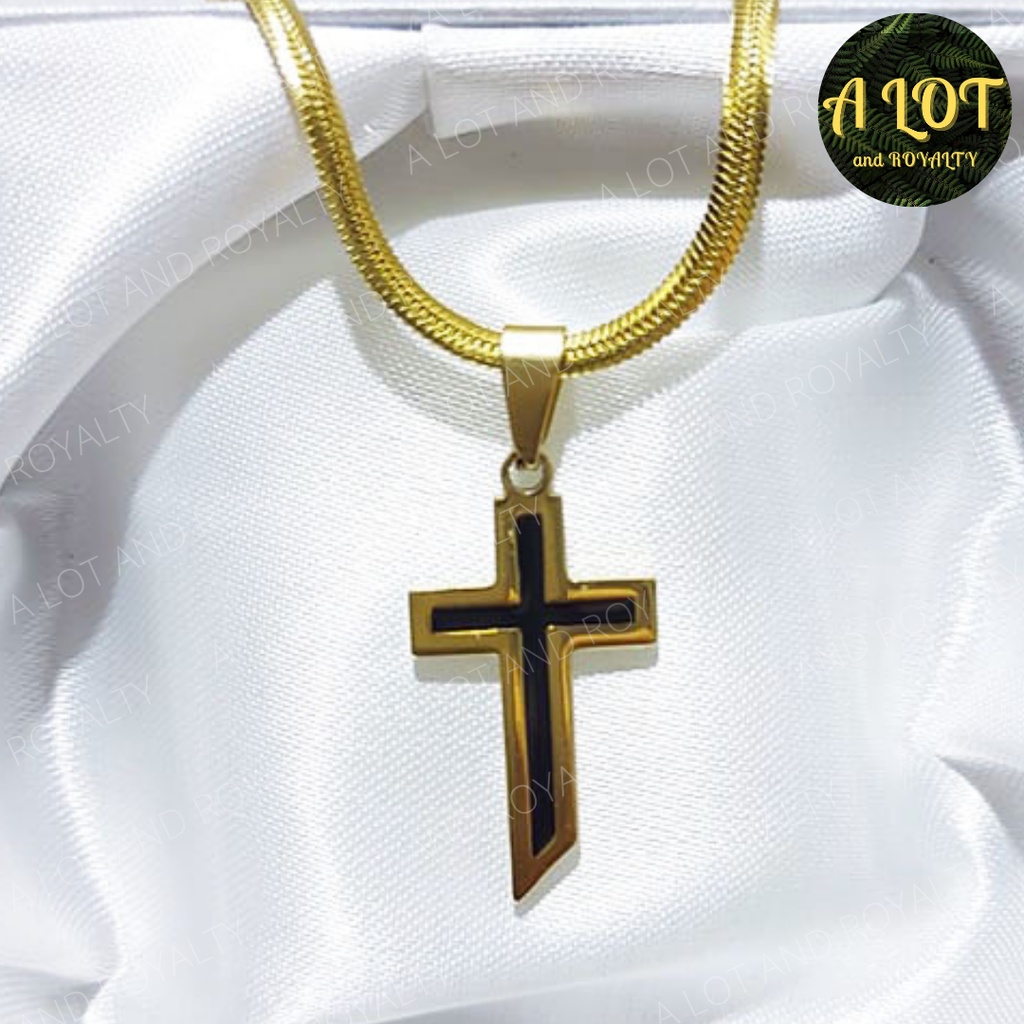 Golden Stainless Steel Cross Necklace Non Tarnish Pendant Jewelry