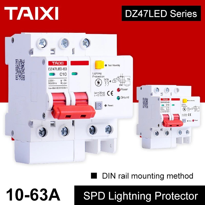 SPD Surge Protector Lightning Protector 2 Pole DZ47LE Circuit Breakers