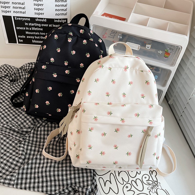 Lemon kitten Korean Style Women Backpaks Cute Flower Print School Bag For Girls Nylon Waterproof Travel Backpacks Large Capacity Bookbags Mini Bagpack Shopee Philippines