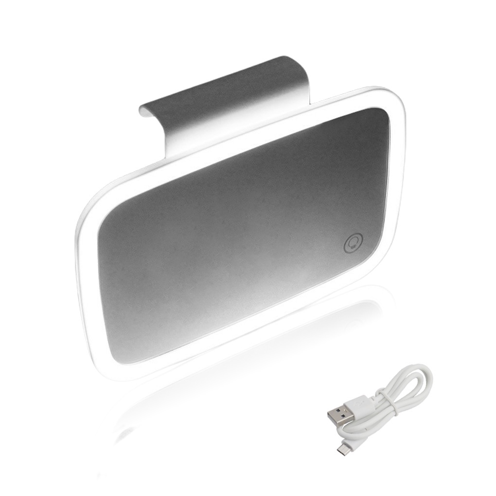 Universal USB rechargable Car vanity Mirror Sun Visor Mirror Dimmable LED Car Accessories Center