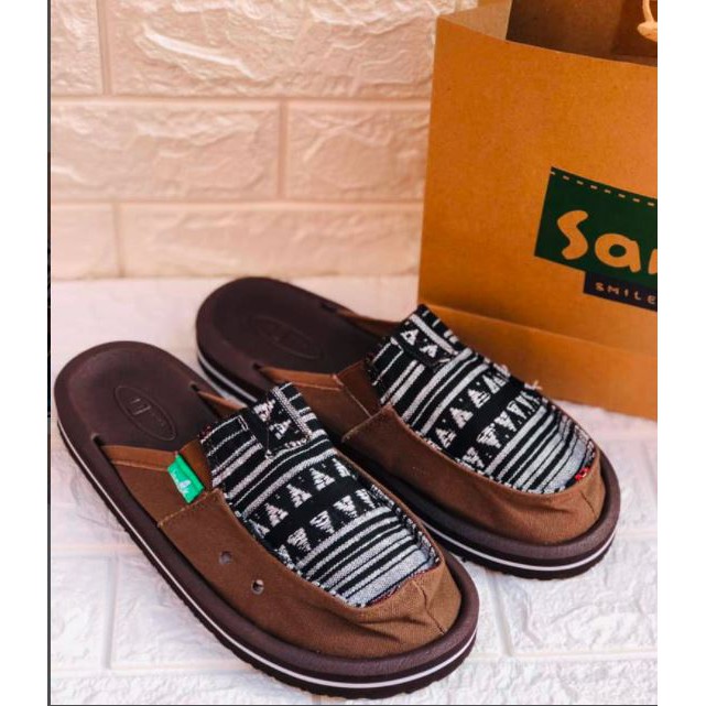 Sanuk Slip On Brown Printed Sandals Opened Shopee Philippines