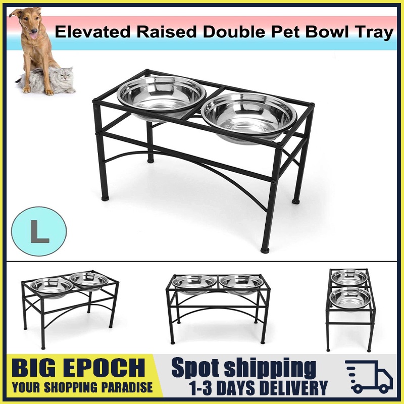 Elevated Dog Bowl Table Double Raised Dog Pet Feeder Bowl Stainless