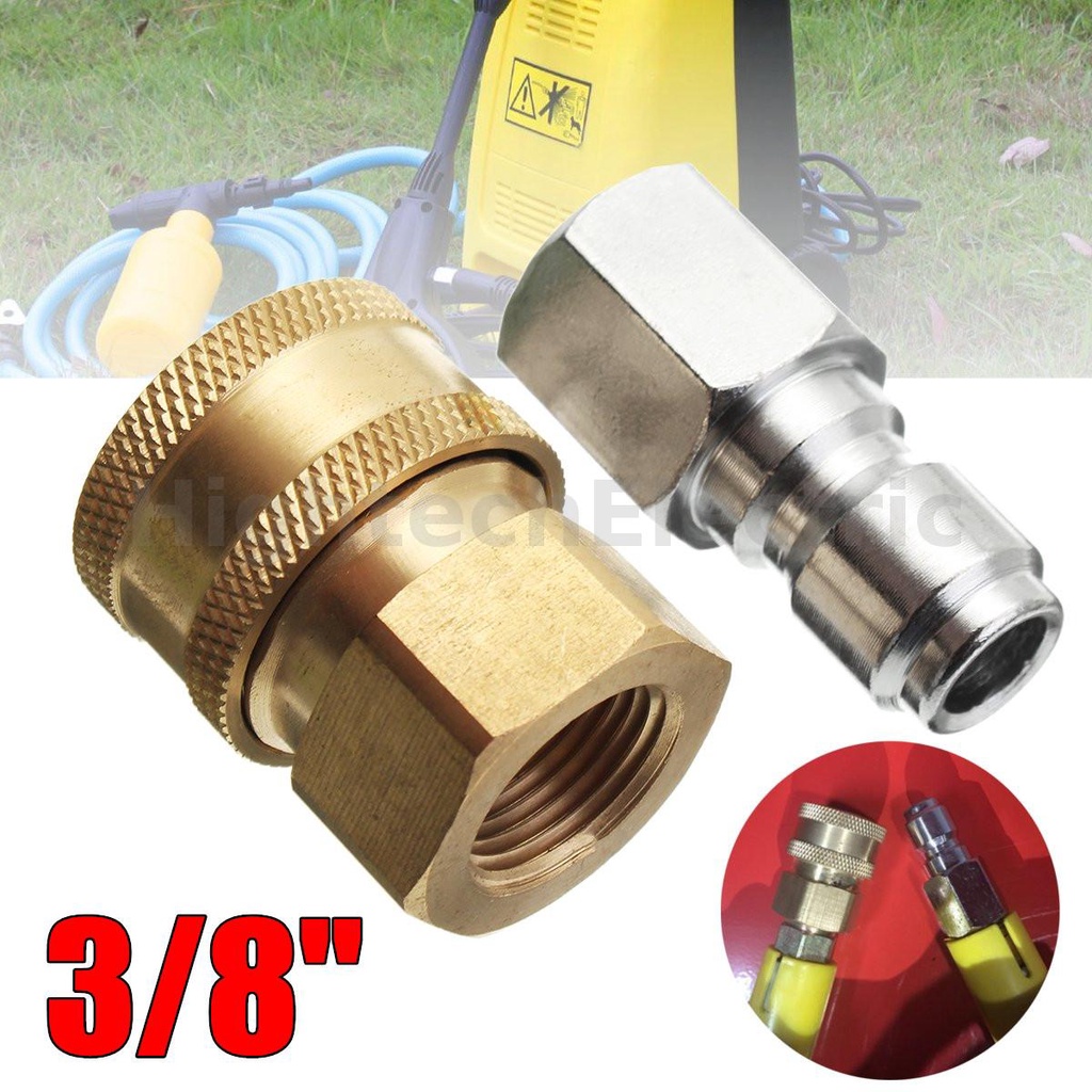 1 Pair 3/8" Pressure Washer Quick Release Hose Adapter 14.8mm Coupling