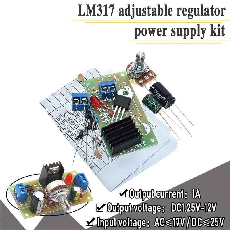 LM317 Adjustable Power Supply Kit Continuous Adjustable DC Power Supply ...