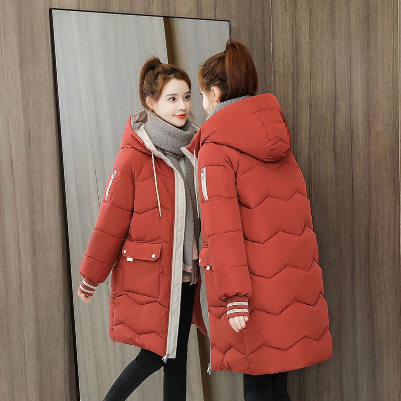 Padded coat women loose thickened winter medium long cotton padded jacket 2024 new winter puff coats Shopee Philippines
