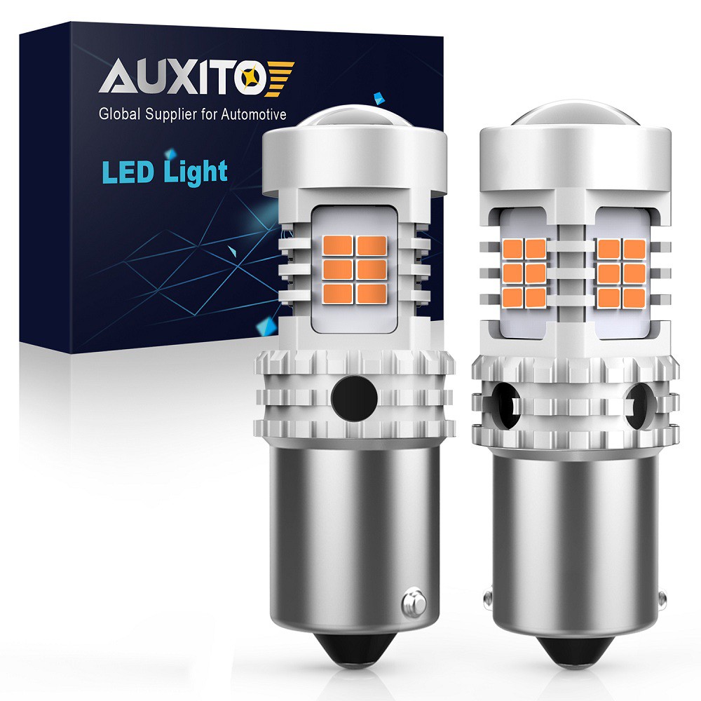 2-Pack AUXITO CANBUS Error-Free Amber LED Turn Signal Bulbs – P21W/7506/1156/BA15S, 1400LM Each, No Hyper Flash For Cars
