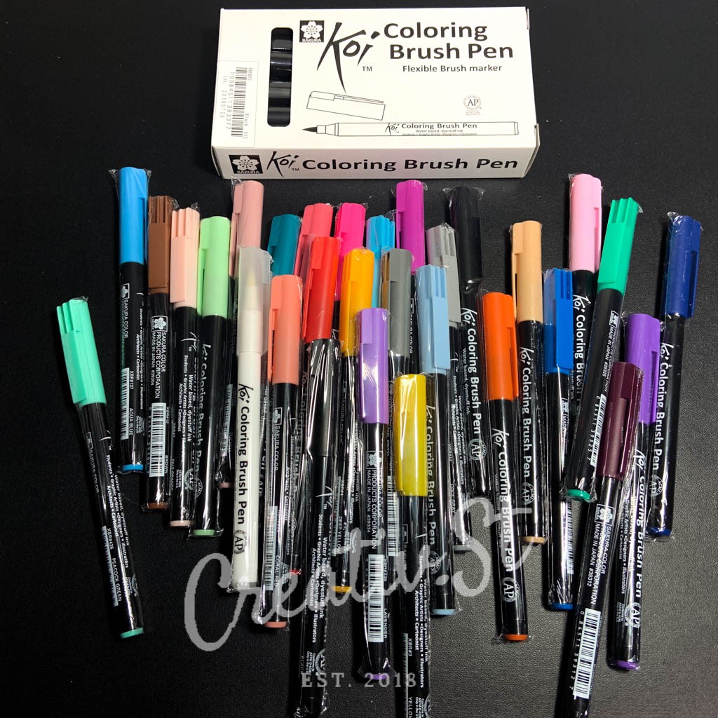 Sakura Koi Coloring Brush Pen 48 Colors Black - Brown - Blender Shades ...
