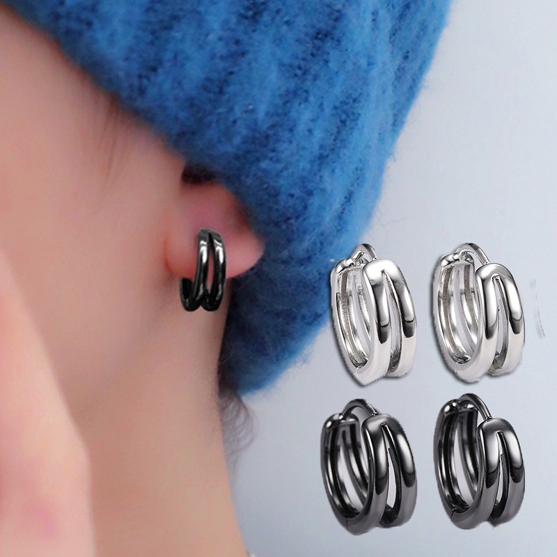 New Unisex Hoop Earrings Punk Multi-layer Round Circle Double Circle ...