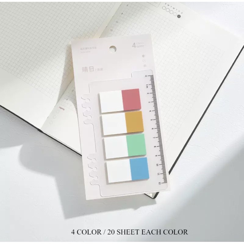 Colored Index Label Sticky Notes with Ruler | Shopee Philippines