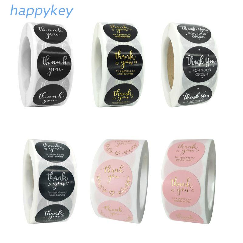 HAP 500pcs Thank You Sticker Gold Silver Foil Seal Label for Small Shop ...