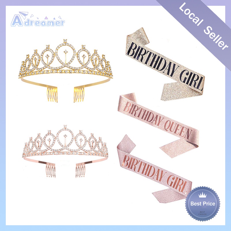 Happy Birthday Girl Sash Tiara Crown Set