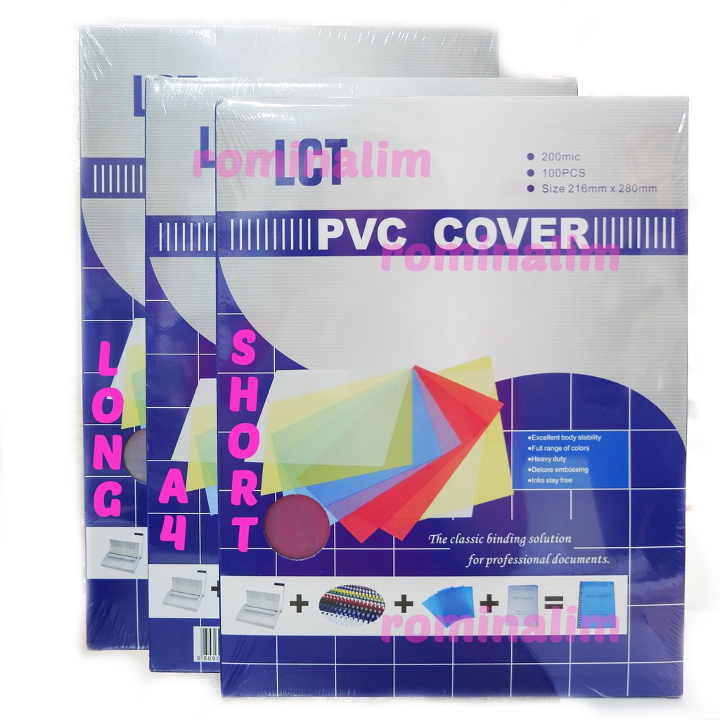 PVC Binding Cover 200 Microns Acetate 100pcs LCT Short A4 Long Clear 