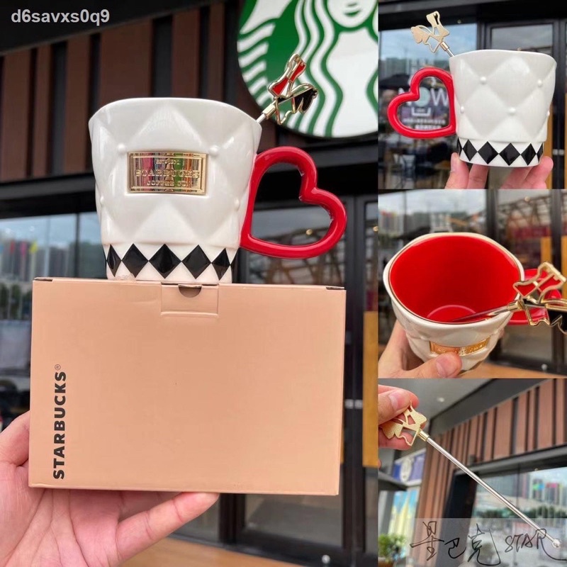 Starbucks Valentine's Day Cup 2022 Checker Delite Diamond Heart Handle