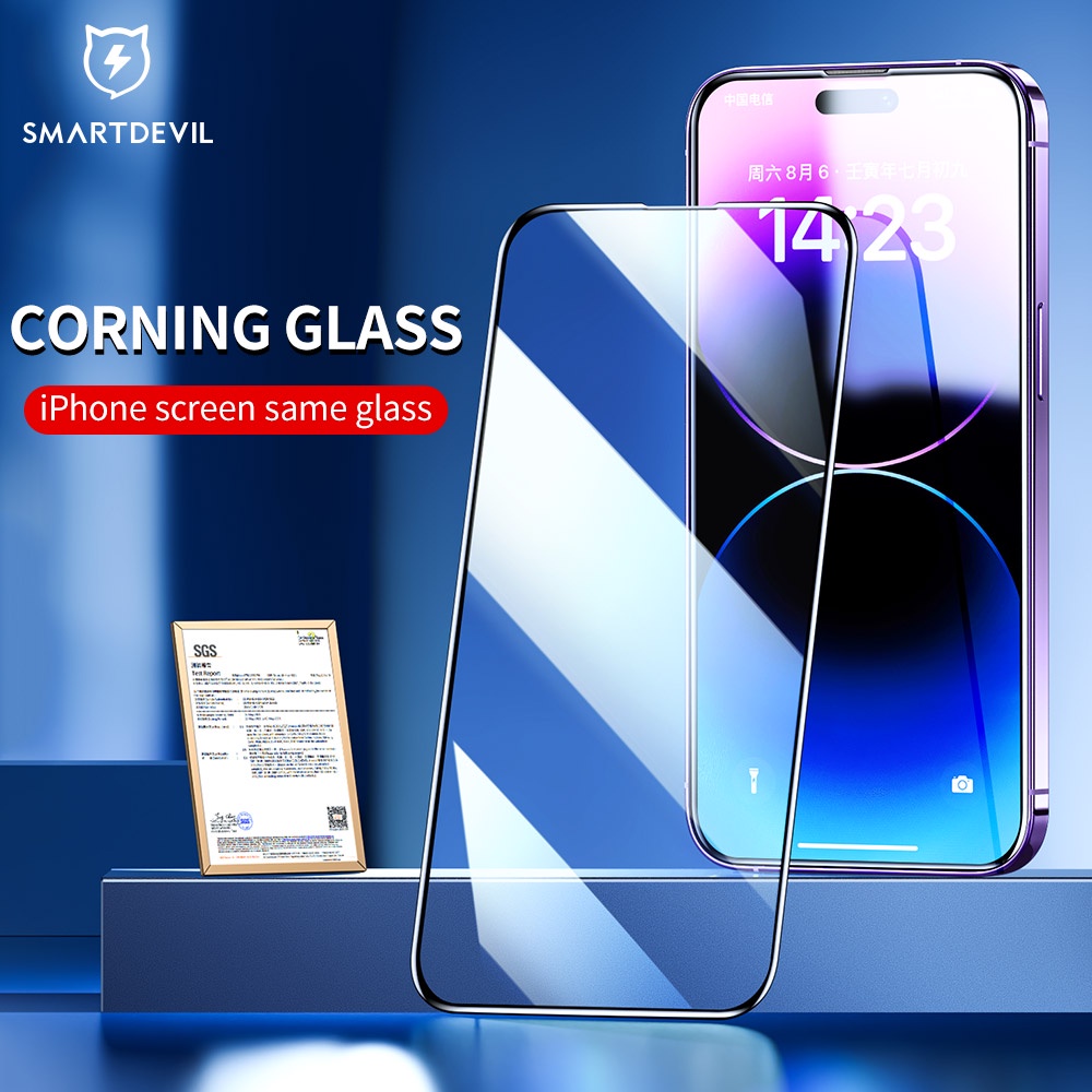 SmartDevil Corning Gorilla Glass Screen Protector For iPhone 14 Pro max 14  Promax 14 Plus Full Screen Coverage HD Dust-proof Tempered Glass Film