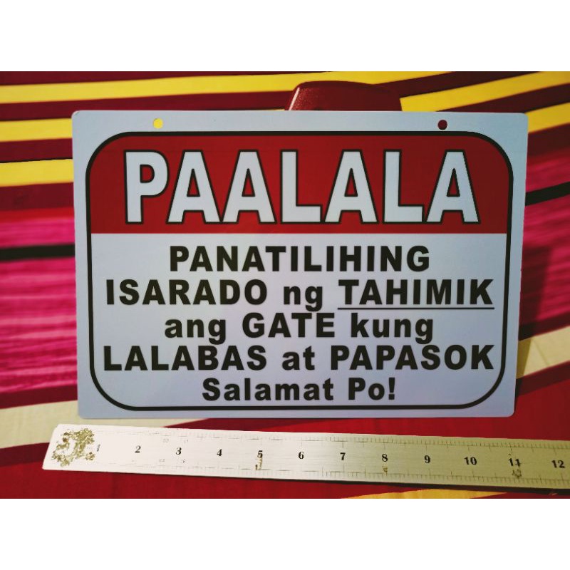 Paalala Isarado Ng Tahimik Ang Gate Signage Material Pvc Plastic Like Atm And Id 78x11 6472