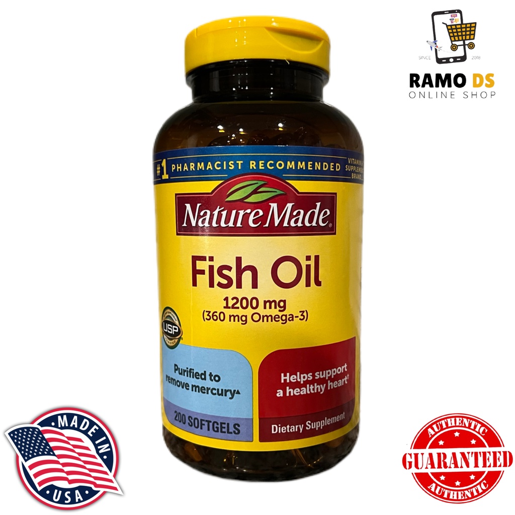 Nature Made Fish Oil 1200 mg., Omega3 200 Softgels Shopee Philippines