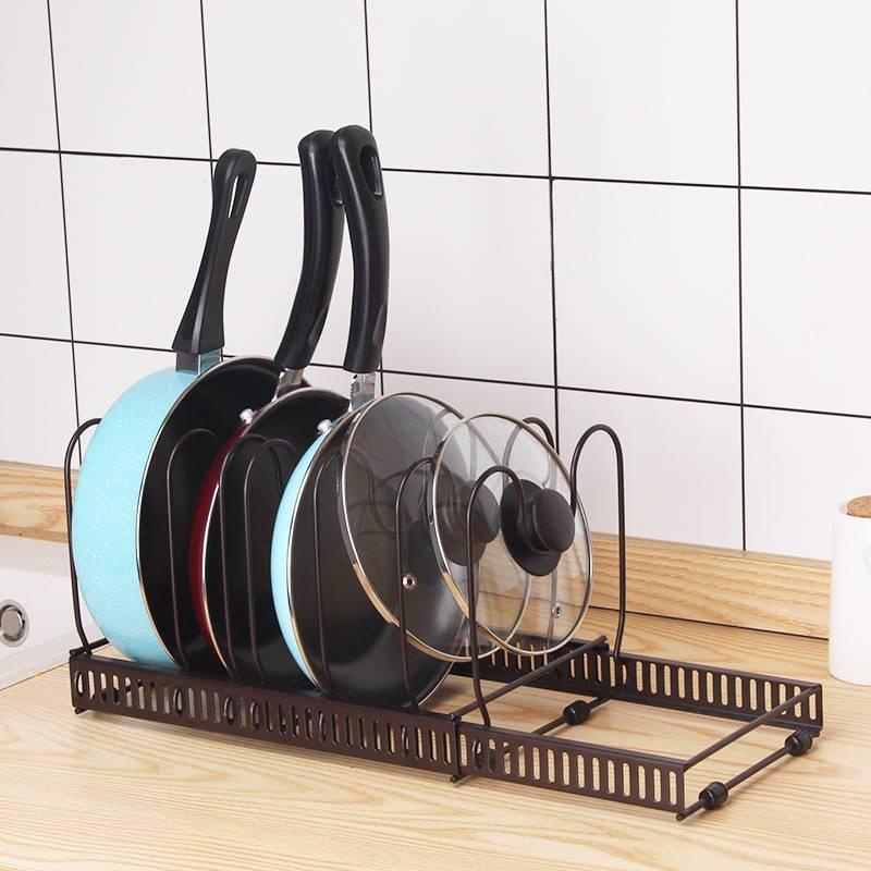 Expandable Kitchen Pans Rack Lid Stand Adjustable Compartments Pots and ...