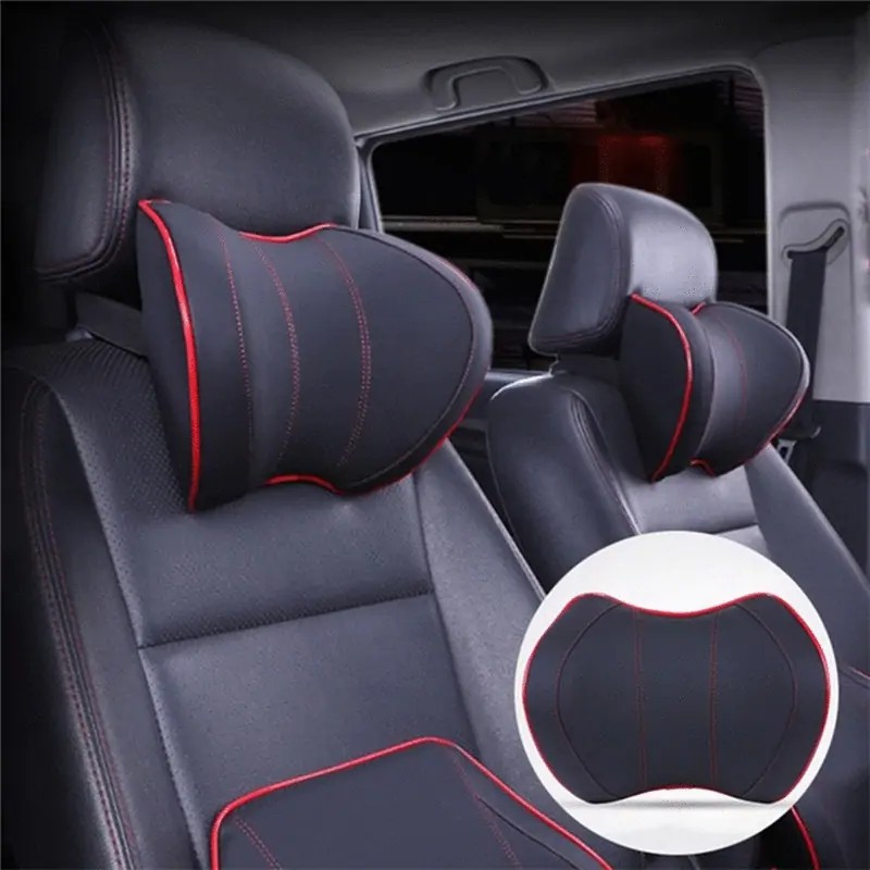 SuperAuto Car Headrest Pillow Neck Pillow For Chair In Auto Cushion Cotton Memory Foam Fabric Cover Soft Travel Headrest