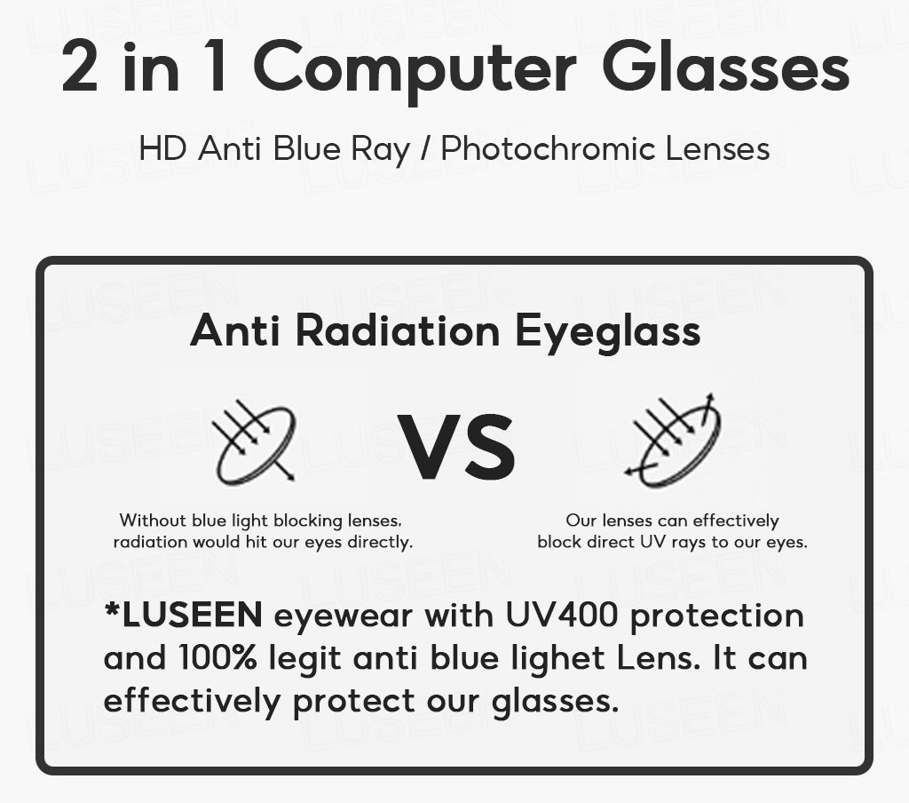 LUSEEN Eyewear Anti Radiation Photochromic Eyeglass Browline Glasses ...