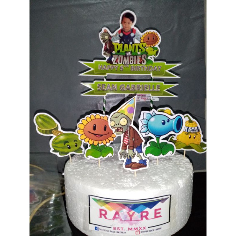 Plants vs Zombies Themed Cake Toppers Personalised With Name & Age