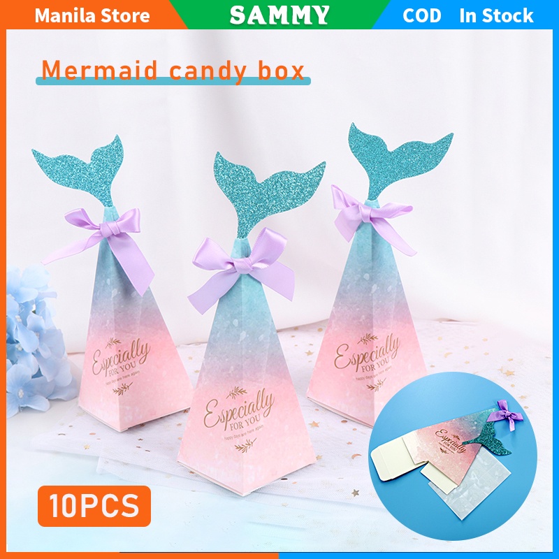 10PCS Mermaid Candy Boxes Mermaid Tail Chocolate Gift Box Favor Baby ...
