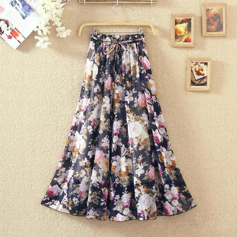 Skirt kembang chiffon floral skirt labuh skirt palas skrit woman long ...