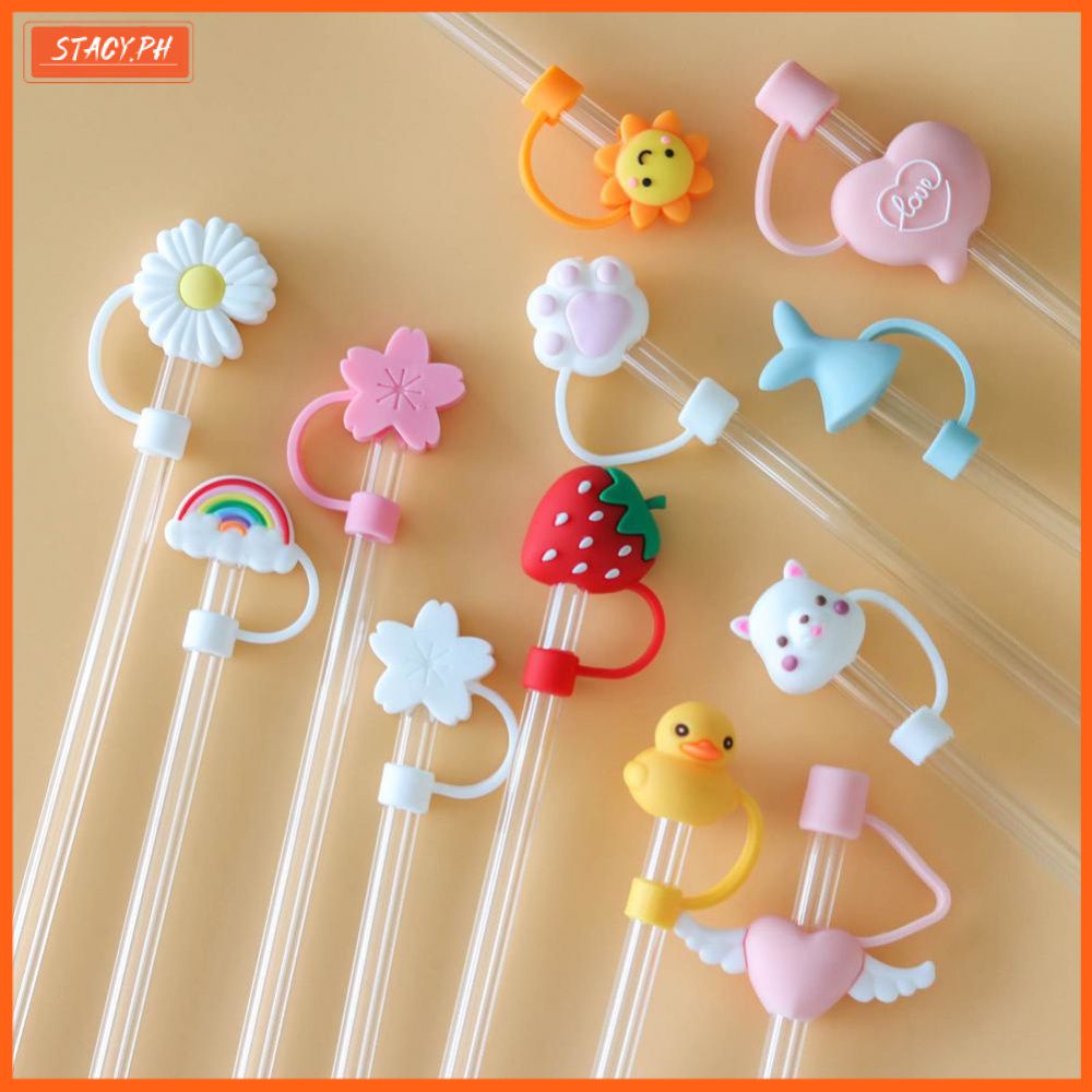 Cartoon Reusable Silicone Straw Plug Unique Cartoon Airtight Drinking ...