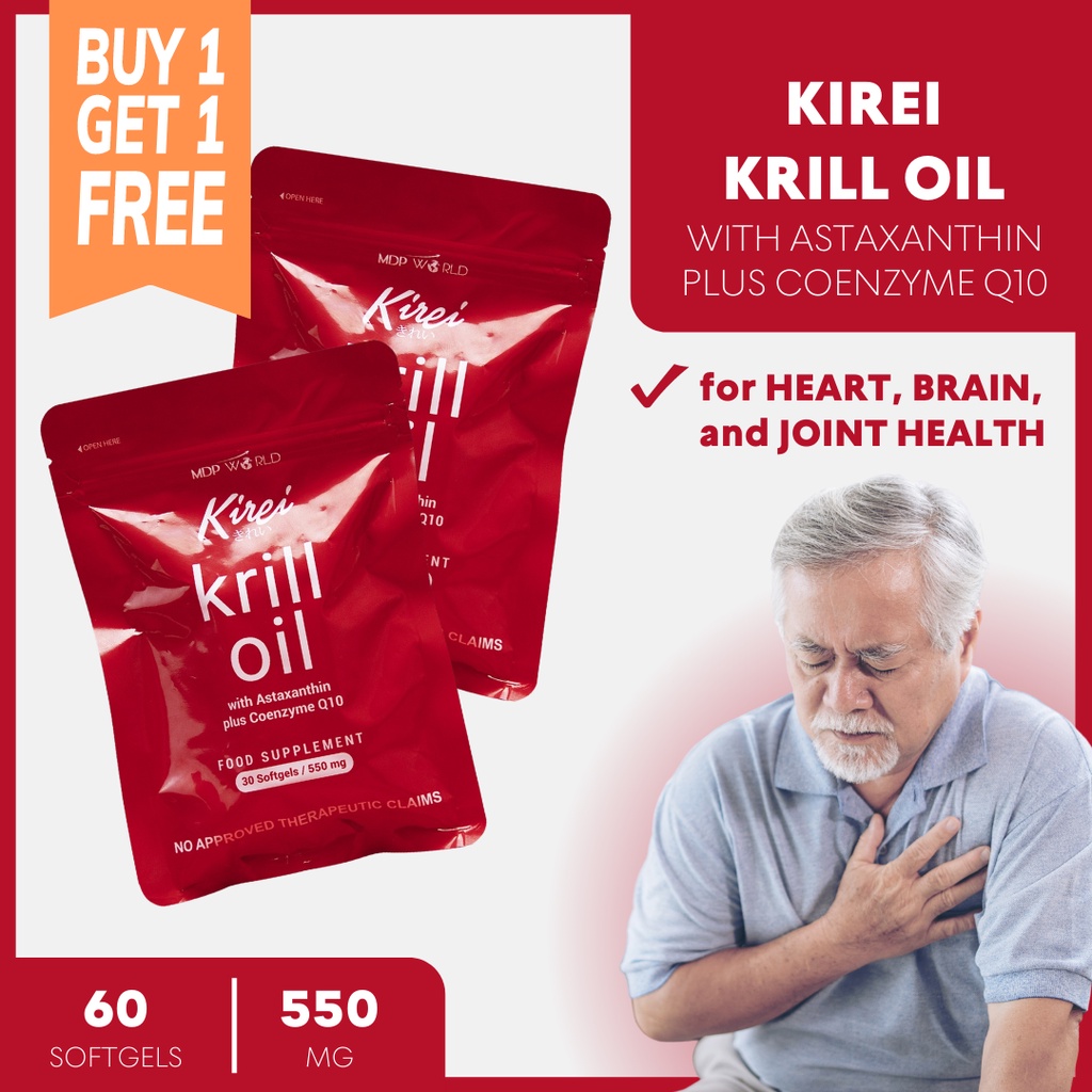 BUY 1 TAKE 1 Kirei Krill Oil with Astaxanthin plus Coenzyme Q10 (550mg