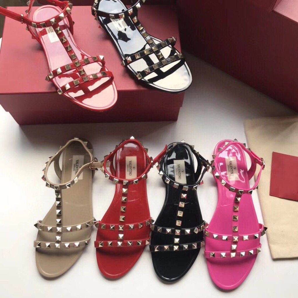 New Coming Valentino Lady s 19SS Rivet Style The latest sandals jelly shoes Shopee Philippines