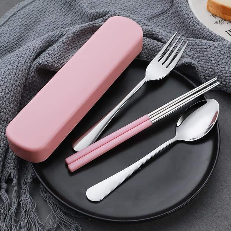 3 in 1 Spoon Fork And Chopsticks Set With Organizer Shopee Philippines