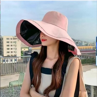 Wekity Black Glue Sunscreen Sunshade Fisherman Hat Women's Big