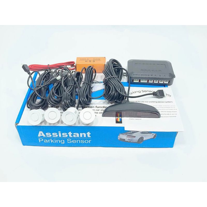 4-Point Car Rear Reverse Sensor White Reminder Time Warning | Shopee ...