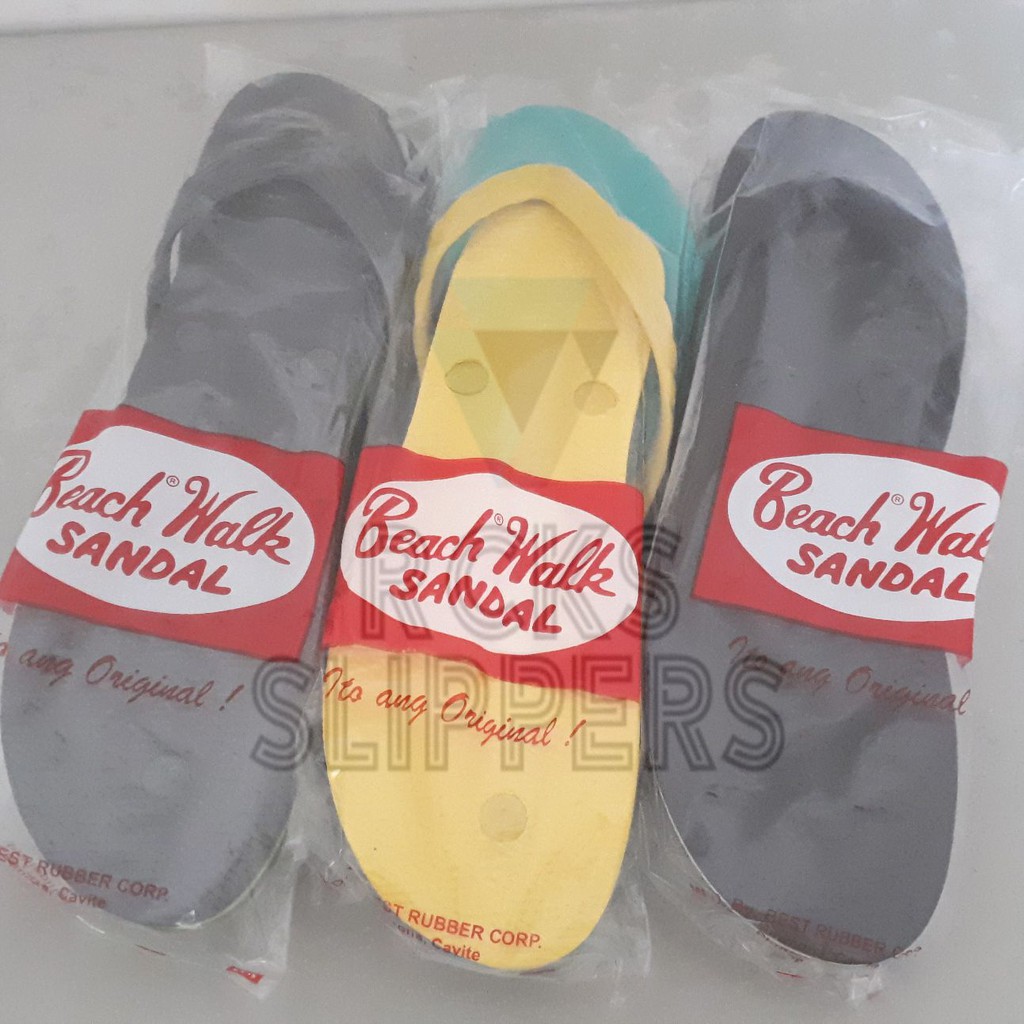 AUTHENTIC Beachwalk Rubber Slippers Three Color w Stripe B W Y G B G G BR W R B B Y