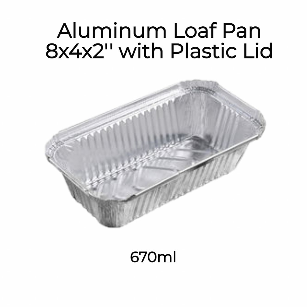 Aluminum Loaf Pans With Plastic Lid (8x4x2 Inches) 670ml | Shopee ...