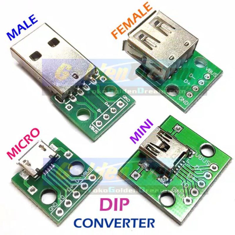 Usb Type A Male Female to DIP 2.54mm PCB Power Supply Adapter Module ...