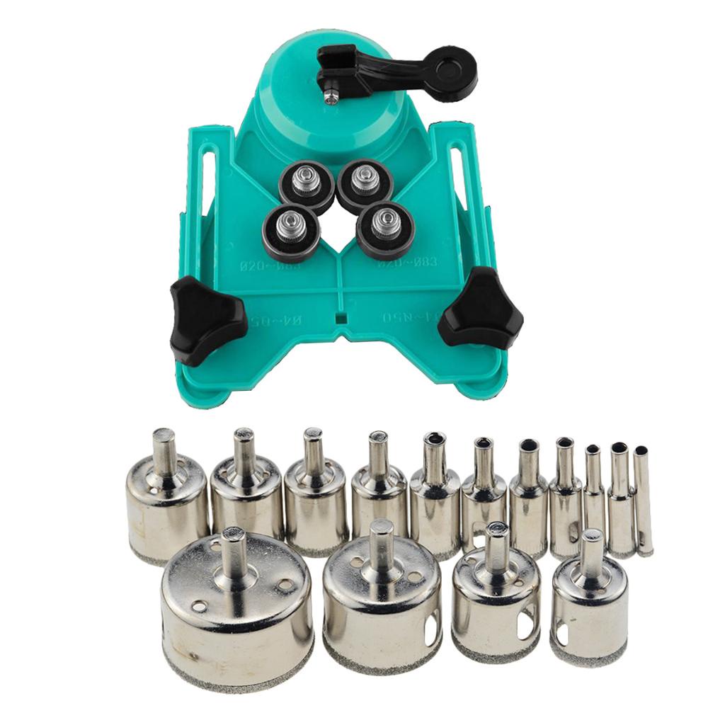 16pcs 4-83mm Drill Chuck Vacuum Base Sucker with 6-50mm Diamond Coated ...