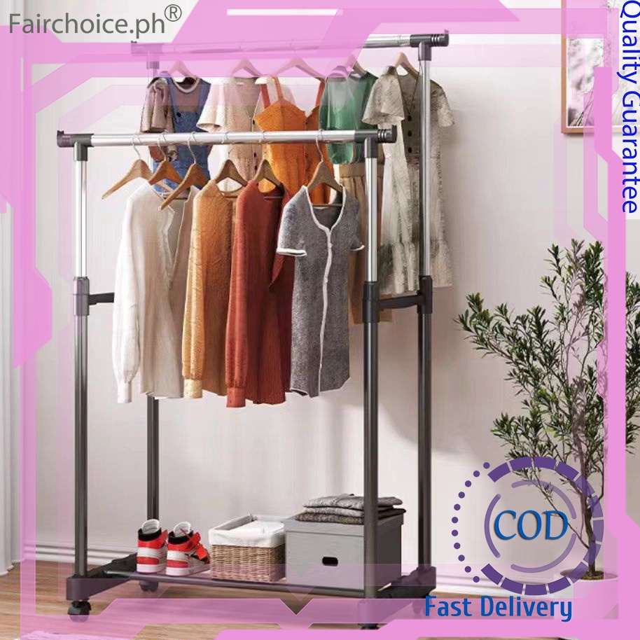 COD Double Pole Clothes Rack For Clothes Organizing Sampayan Double