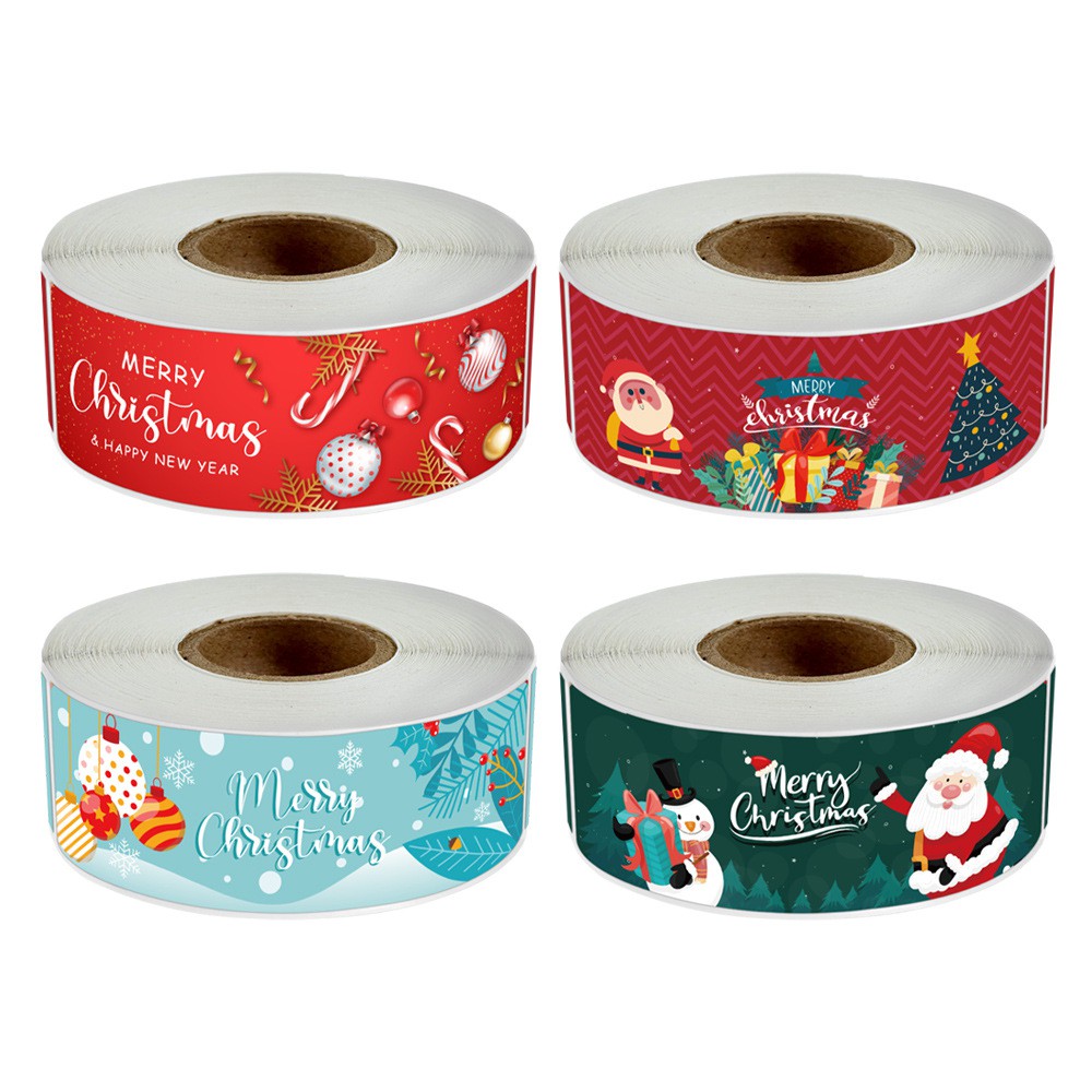 120pcs / roll 1x3 inch rectangle stickers Happy Christmas label ...